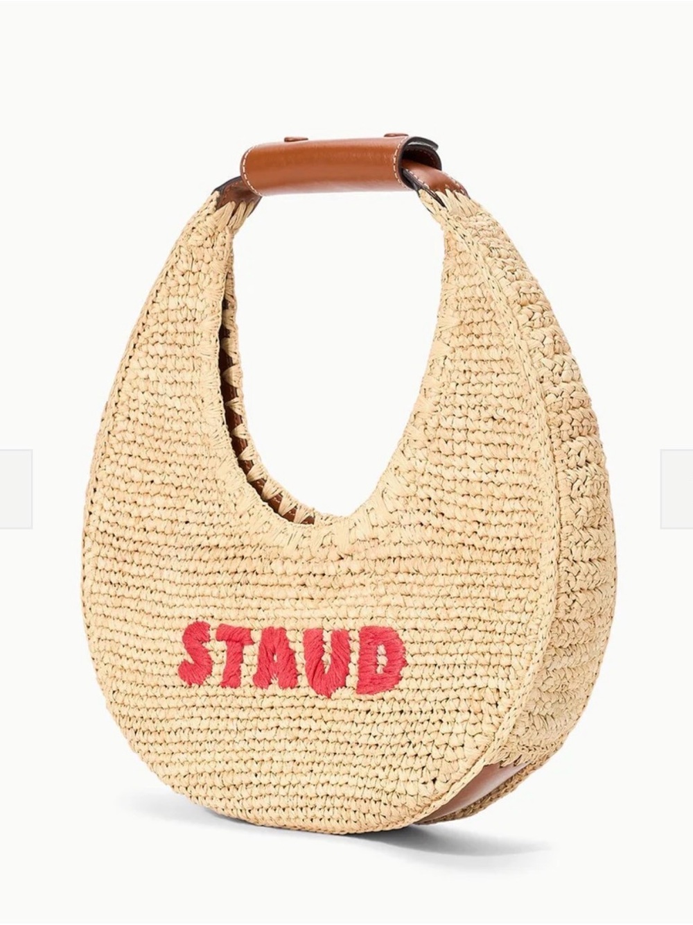 Staud Moon Shark Great White Raffia Shoulder Bag handbag - Picture 6 of 9